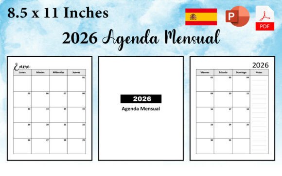 2026 Agenda Mensual Spanish Planner