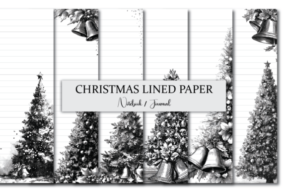 Christmas Lined Paper Light Tree Bell Borders: A Versatile Design for Creative Projects